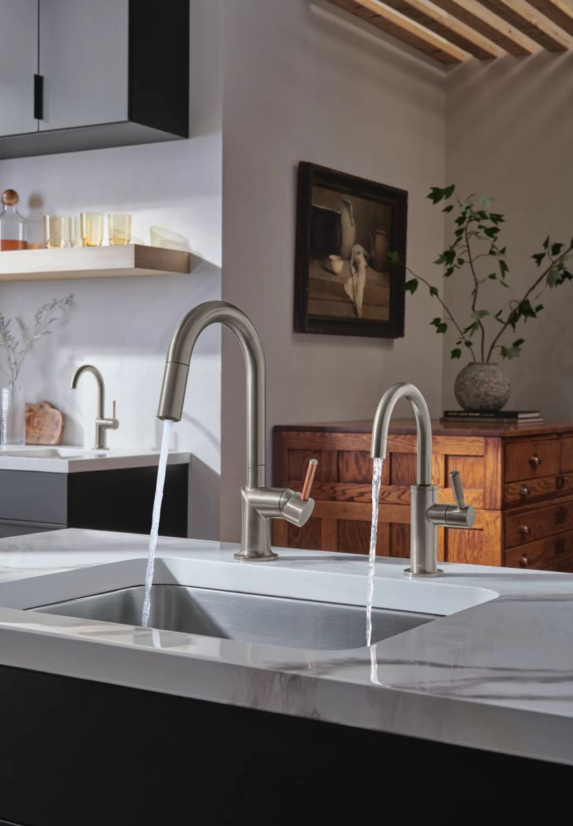 BRIZO Odin Bar Faucet Wood Lever Handle Kit — Luxe Steel / Wood