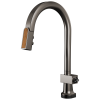 BRIZO Frank Lloyd Wright SmartTouch Pull-Down Kitchen Faucet with Arc Spout and Wood Wand - Less Handle — Brilliance Black Onyx / Wood
