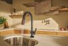 BRIZO Frank Lloyd Wright SmartTouch Pull-Down Kitchen Faucet with Arc Spout and Wood Wand - Less Handle — Brilliance Black Onyx / Wood