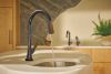 BRIZO Frank Lloyd Wright SmartTouch Pull-Down Kitchen Faucet with Arc Spout and Wood Wand - Less Handle — Brilliance Black Onyx / Wood