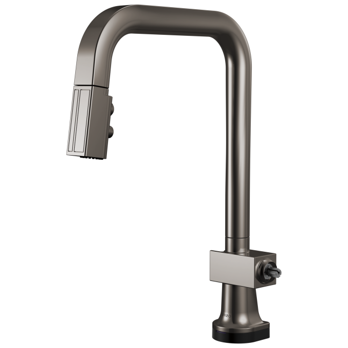 BRIZO Frank Lloyd Wright SmartTouch Pull-Down Kitchen Faucet with Square Spout - Less Handle — Brilliance Black Onyx