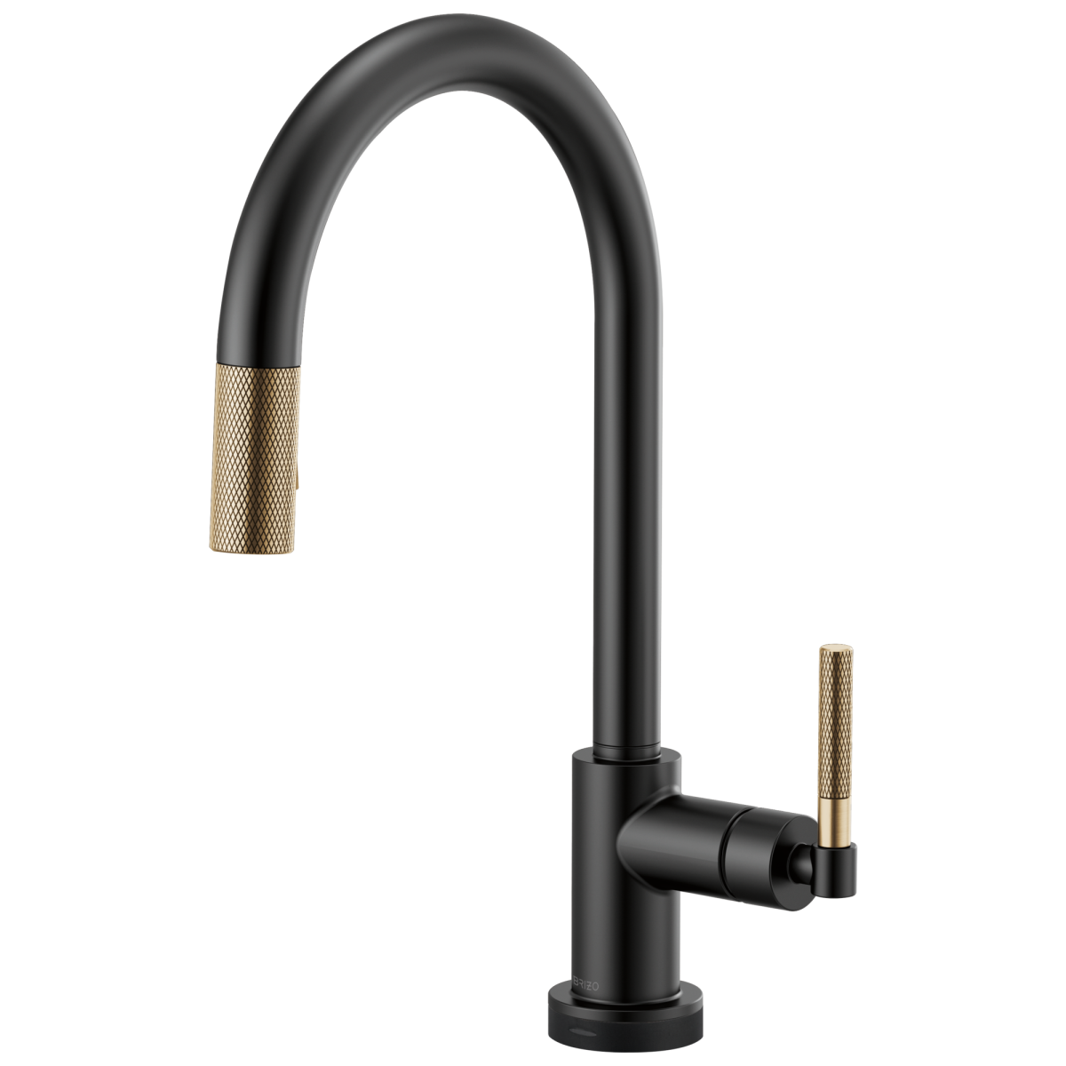 BRIZO Litze SmartTouch Pull-Down Kitchen Faucet with Arc Spout and Knurled Handle — Matte Black/Luxe Gold