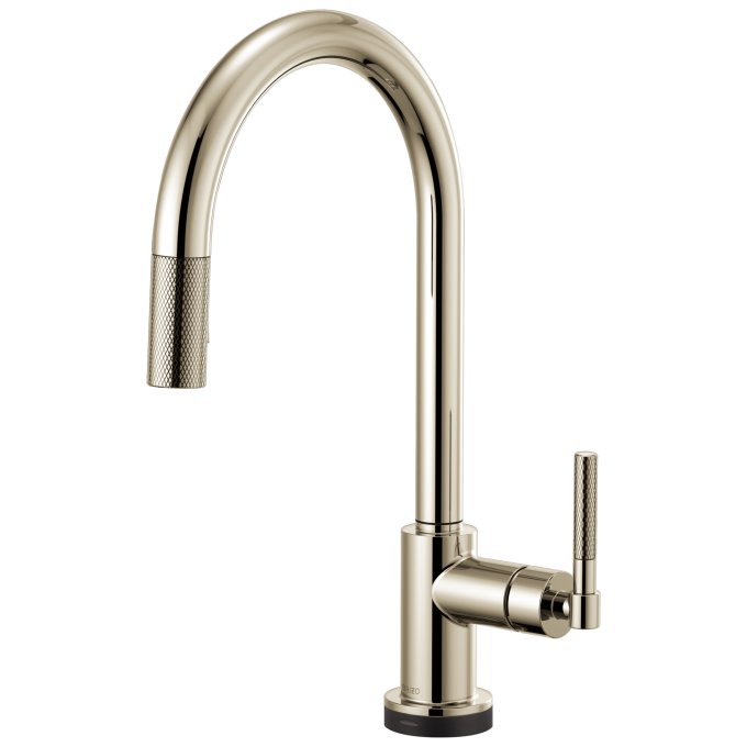 BRIZO Litze SmartTouch Pull-Down Kitchen Faucet with Arc Spout and Knurled Handle — Polished Nickel