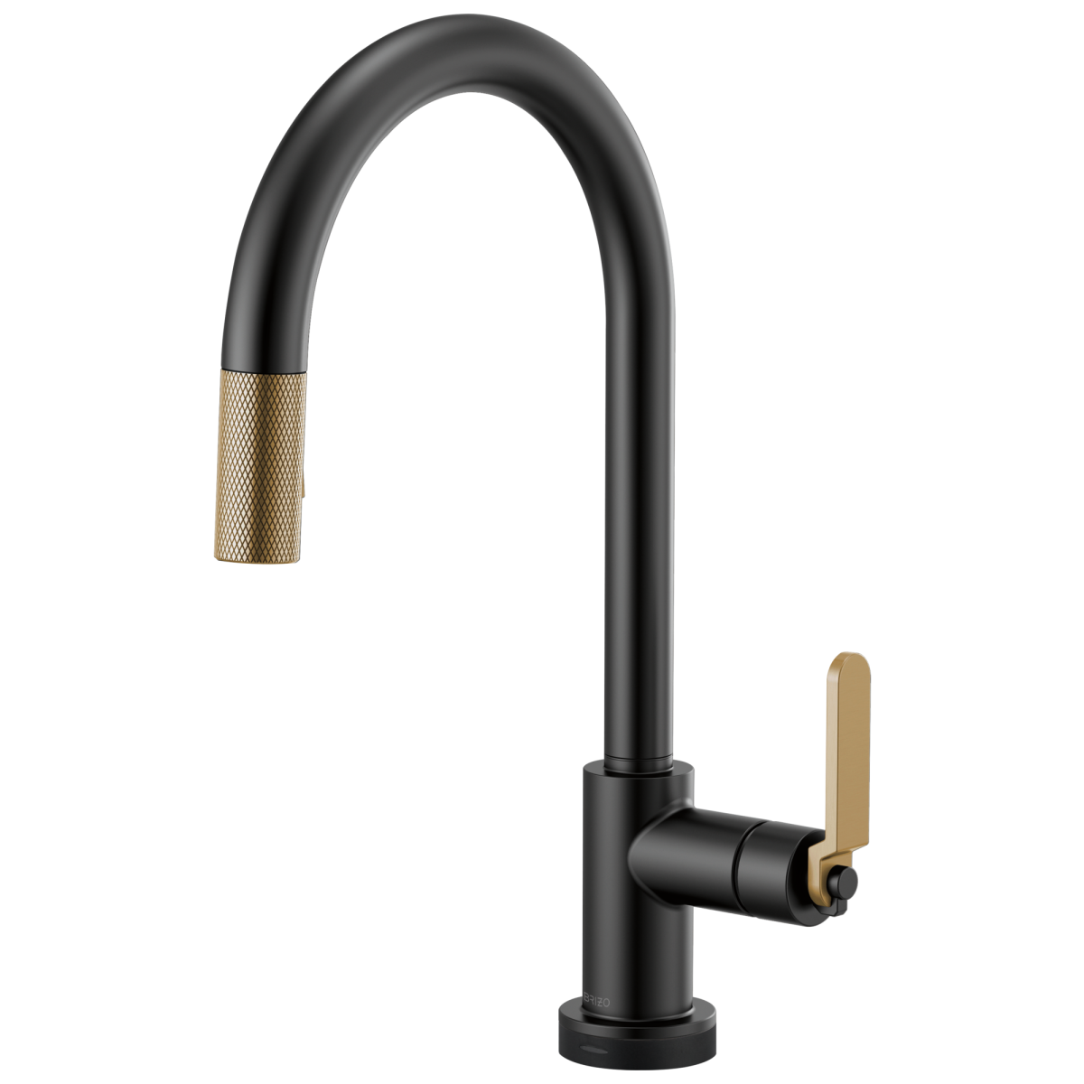 BRIZO Litze SmartTouch Pull-Down Kitchen Faucet with Arc Spout and Industrial Handle — Matte Black/Luxe Gold