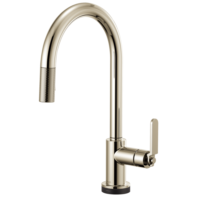 BRIZO Litze SmartTouch Pull-Down Kitchen Faucet with Arc Spout and Industrial Handle — Polished Nickel