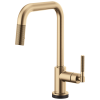 BRIZO Litze SmartTouch Pull-Down Kitchen Faucet with Square Spout and Knurled Handle — Luxe Gold