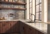 BRIZO Litze SmartTouch Pull-Down Kitchen Faucet with Angled Spout and Knurled Handle — Matte Black/Luxe Gold