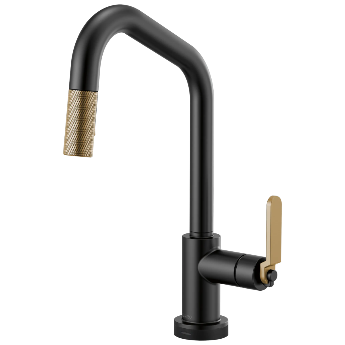 BRIZO Litze SmartTouch Pull-Down Kitchen Faucet with Angled Spout and Industrial Handle — Matte Black/Luxe Gold