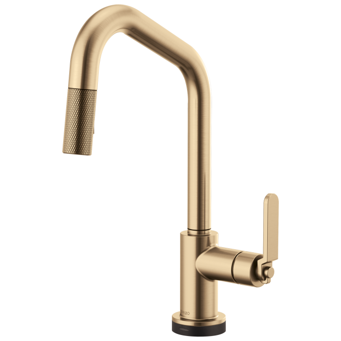BRIZO Litze SmartTouch Pull-Down Kitchen Faucet with Angled Spout and Industrial Handle — Luxe Gold