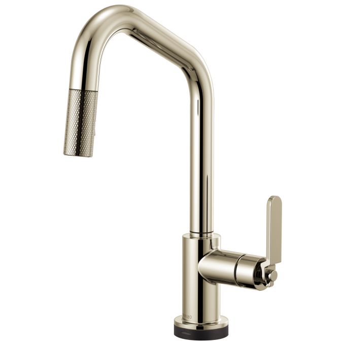 BRIZO Litze SmartTouch Pull-Down Kitchen Faucet with Angled Spout and Industrial Handle — Polished Nickel