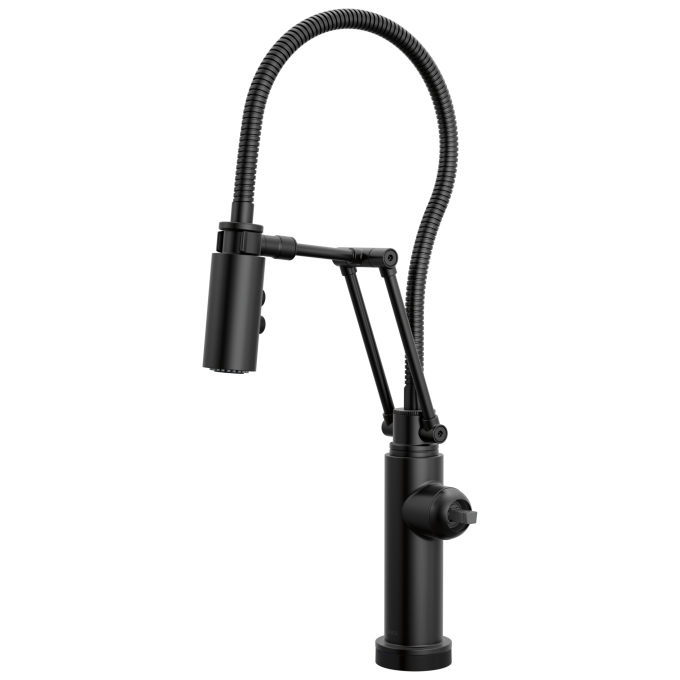 BRIZO Odin SmartTouch Articulating Kitchen Faucet with Finished Hose - Less Handle — Matte Black