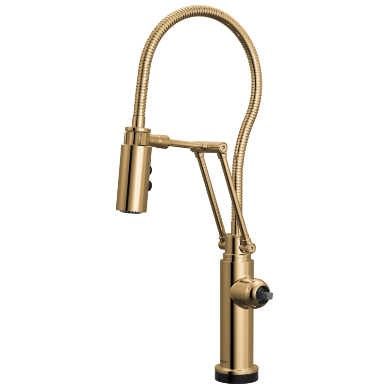 BRIZO Odin SmartTouch Articulating Kitchen Faucet with Finished Hose - Less Handle — Polished Gold
