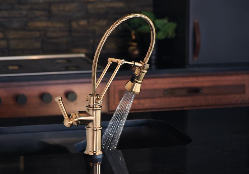 BRIZO Artesso SmartTouch Articulating Kitchen Faucet With Finished Hose — Luxe Gold