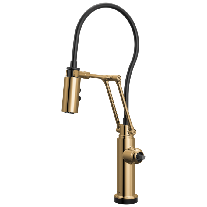 BRIZO Odin SmartTouch Articulating Kitchen Faucet  - Less Handle — Polished Gold