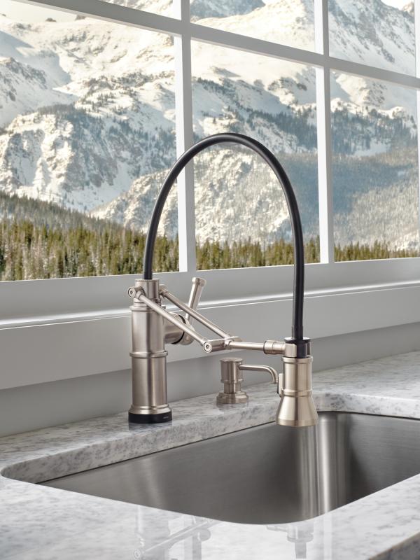 BRIZO Artesso Single Handle Articulating Kitchen Kitchen Faucet with SmartTouch Technology — Stainless