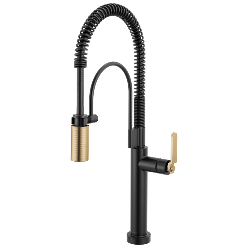BRIZO Litze SmartTouch Semi-Professional Kitchen Faucet - Industrial Handle — Matte Black/Luxe Gold