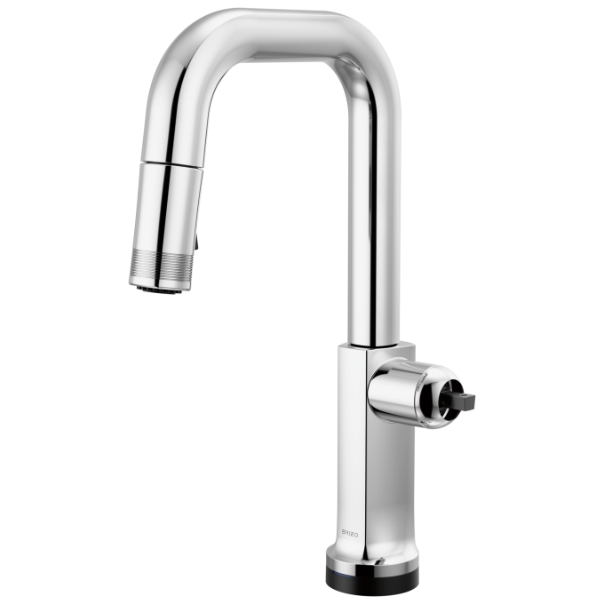 BRIZO Kintsu SmartTouch Pull-Down Prep Faucet with Square Spout - Less Handle — Lumicoat® Chrome