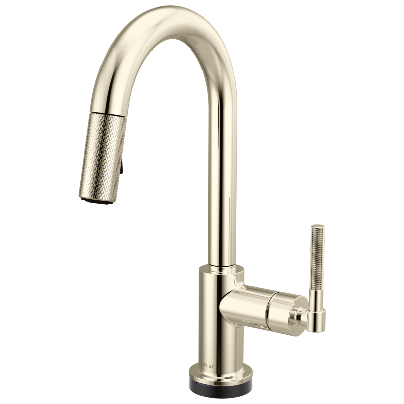 BRIZO Litze Smarttouch Pull-Down Prep Faucet with Arc Spout - Knurled Handle — Polished Nickel
