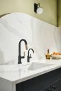 BRIZO Litze Instant Hot Faucet with Arc Spout and Knurled Handle — Matte Black/Luxe Gold