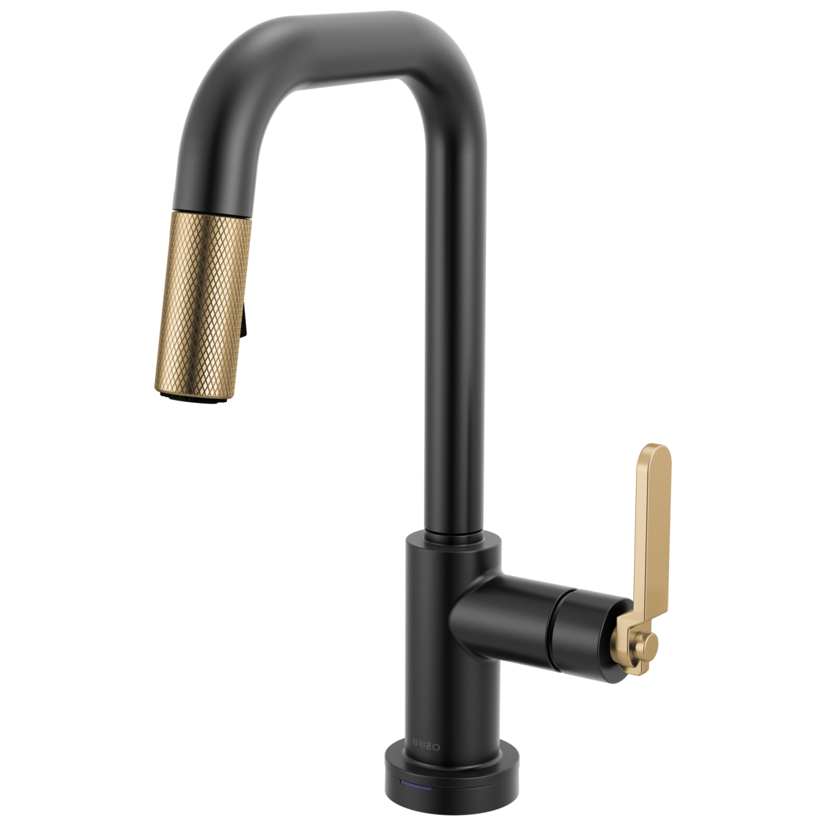 BRIZO Litze Smarttouch Pull-Down Prep Faucet with Square Spout - Industrial Handle — Matte Black/Luxe Gold