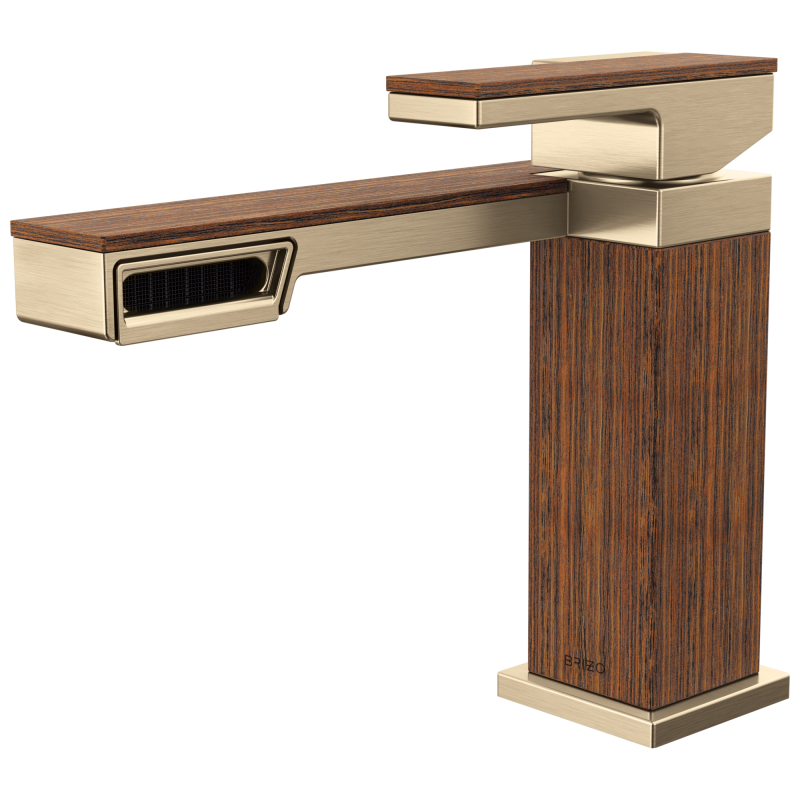 BRIZO Frank Lloyd Wright Single-Handle Lavatory Faucet 1.2 GPM — Luxe Gold / Wood