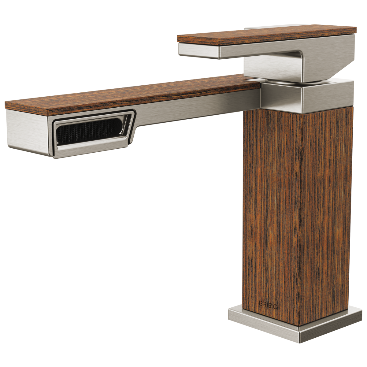 BRIZO Frank Lloyd Wright Single-Handle Lavatory Faucet 1.2 GPM — Luxe Nickel / Teak Wood