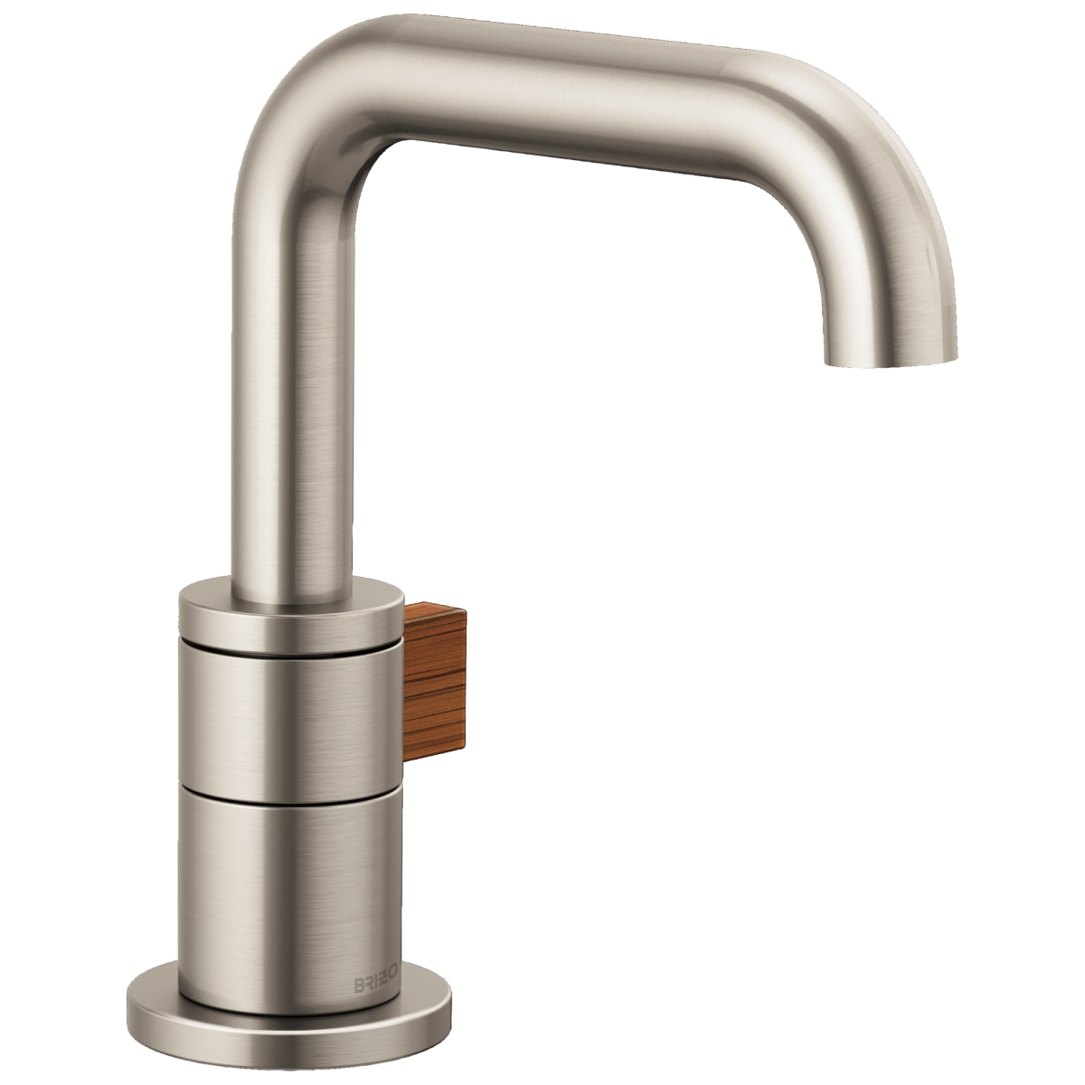BRIZO Litze Single-Handle Lavatory Faucet 1.5 GPM — Luxe Nickel / Teak Wood