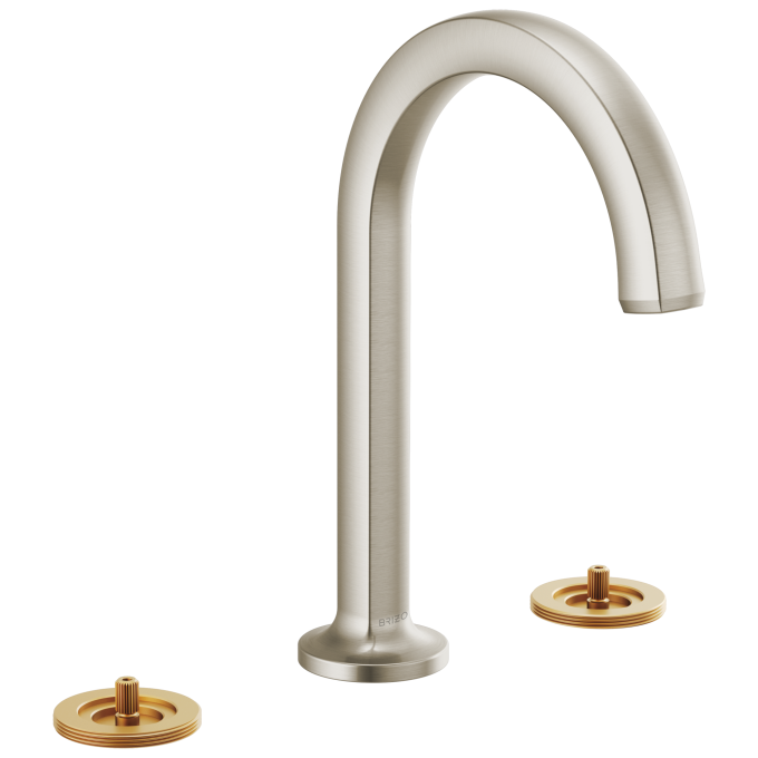 BRIZO Kintsu Widespread Lavatory Faucet with Arc Spout - Less Handles 1.5 GPM — Luxe Nickel