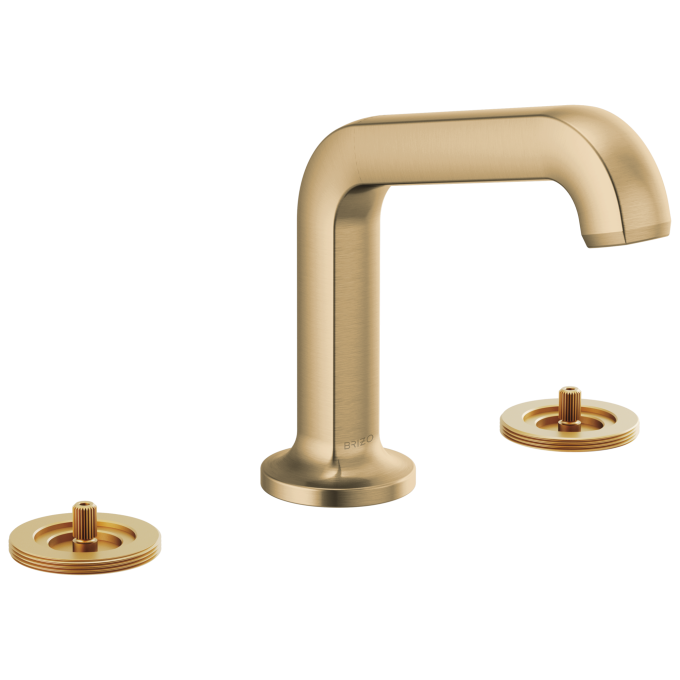 BRIZO Kintsu Widespread Lavatory Faucet with Angled Spout - Less Handles — Luxe Gold