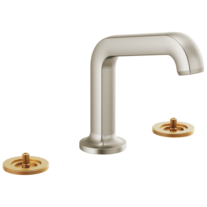 BRIZO Kintsu Widespread Lavatory Faucet with Angled Spout - Less Handles — Luxe Nickel