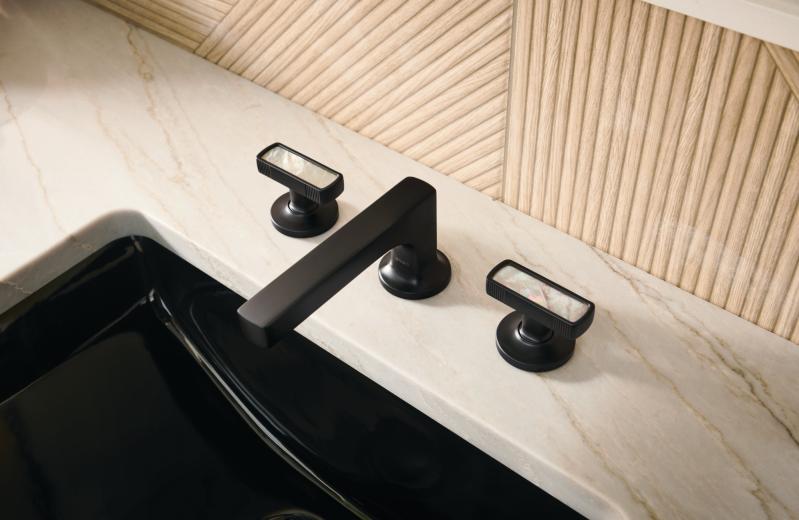BRIZO Kintsu Widespread Lavatory Handle Kit with Mother of Pearl Insert — Matte Black