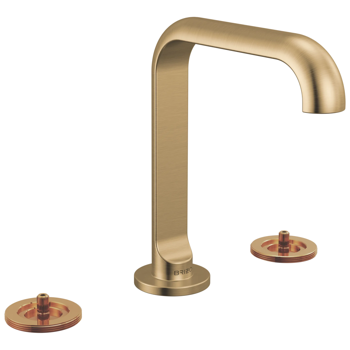 BRIZO Roccesco Widespread Lavatory Faucet with Square Spout - Less Handles — Luxe Gold