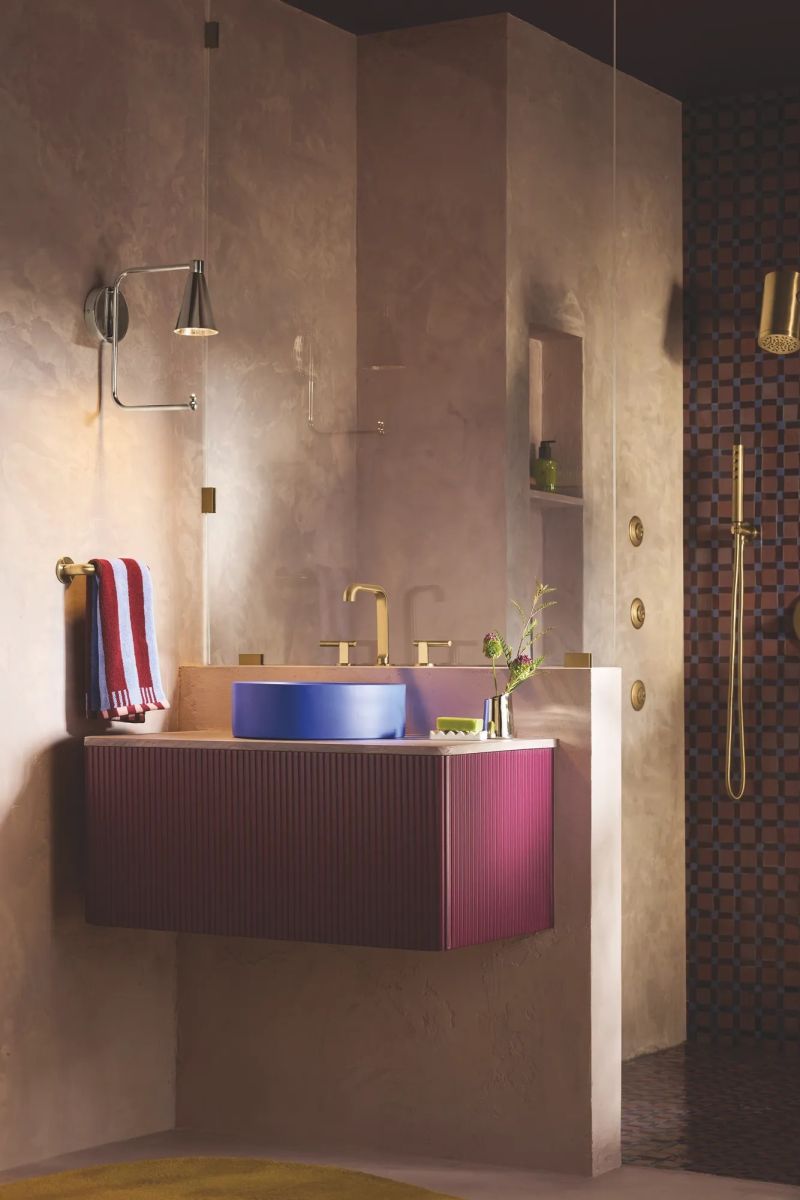 BRIZO Roccesco Widespread Lavatory Faucet with Square Spout - Less Handles — Luxe Gold