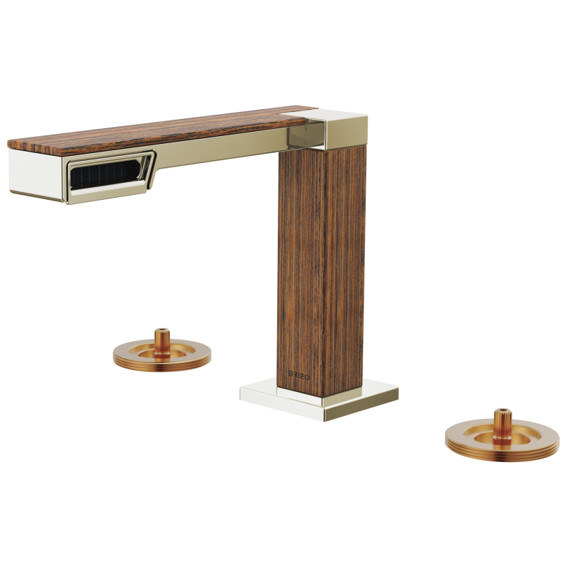 BRIZO Frank Lloyd Wright Widespread Lavatory Faucet - Less Handles — Polished Nickel Wood