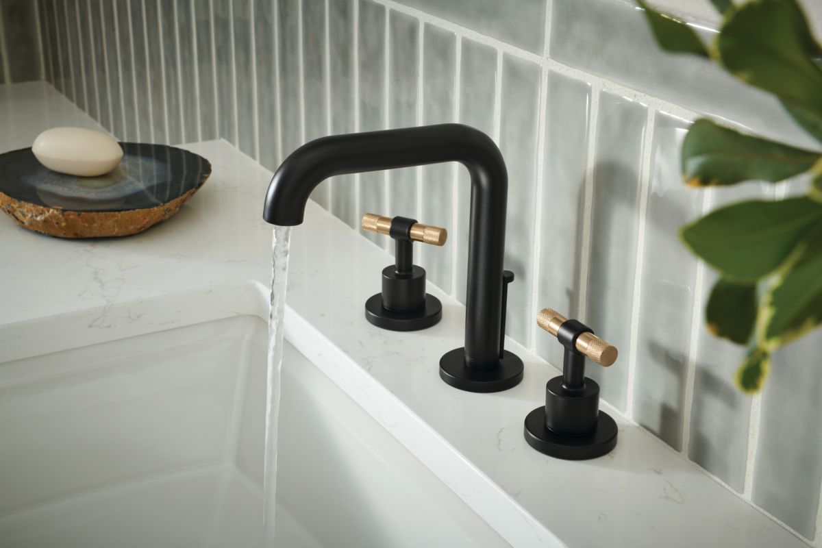 BRIZO Litze Widespread Handle Kit - T-Lever — Matte Black/Luxe Gold