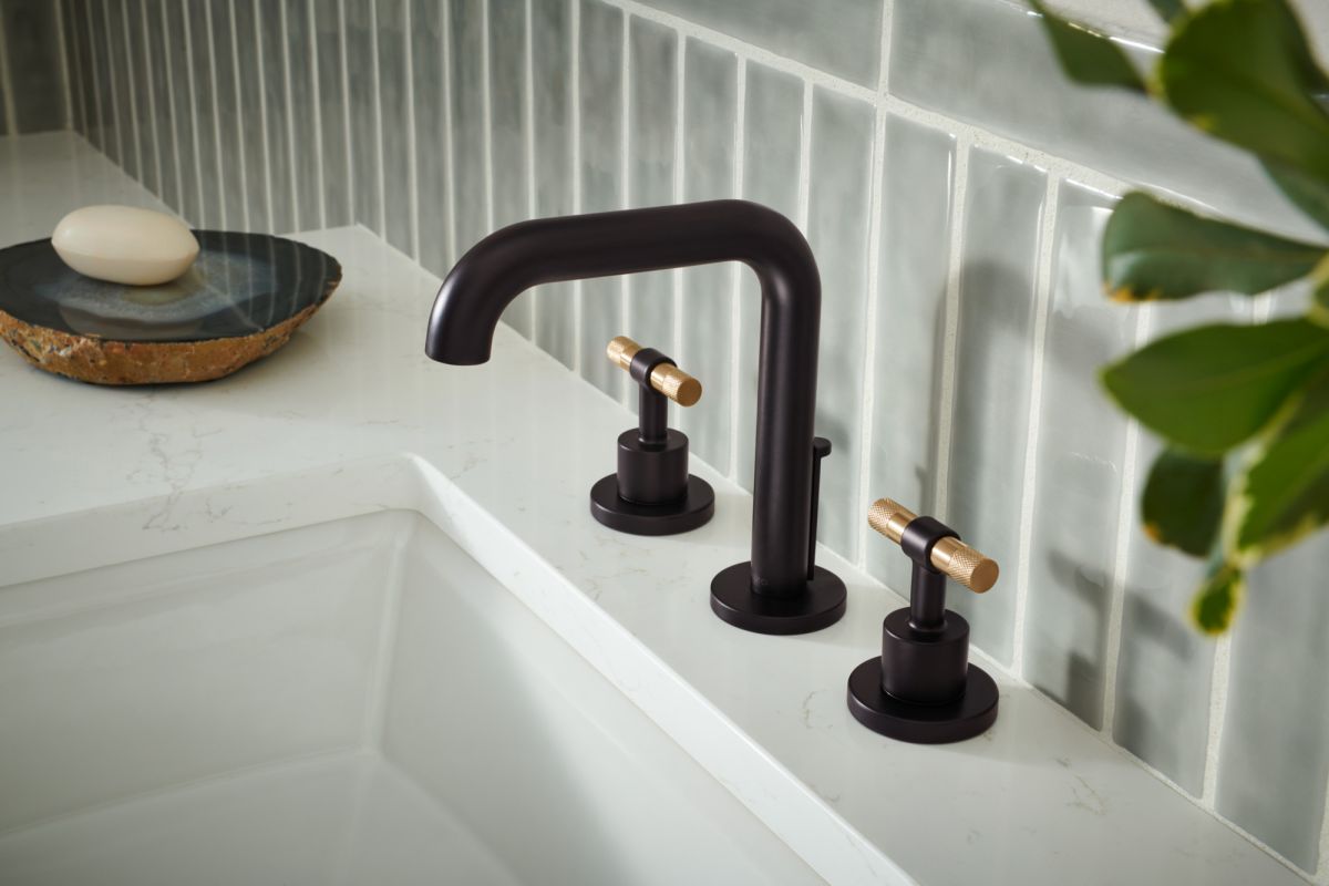BRIZO Litze Widespread Lavatory Faucet With High Spout - Less Handles — Matte Black
