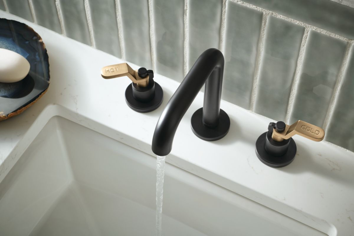 BRIZO Litze Widespread Handle Kit - Industrial Lever — Matte Black/Luxe Gold
