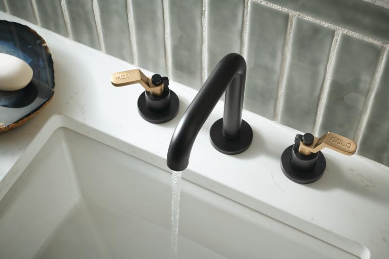 BRIZO Litze Widespread Handle Kit - Industrial Lever — Matte Black/Luxe Gold
