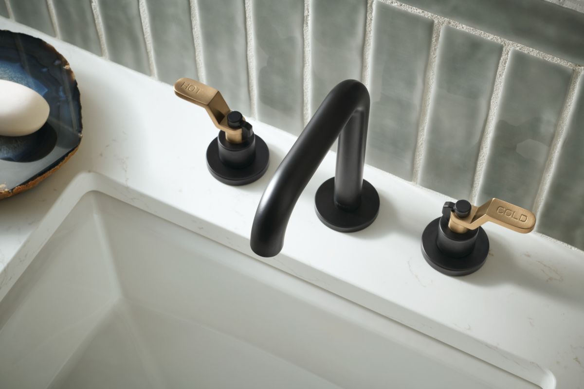 BRIZO Litze Widespread Handle Kit - Industrial Lever — Matte Black/Luxe Gold