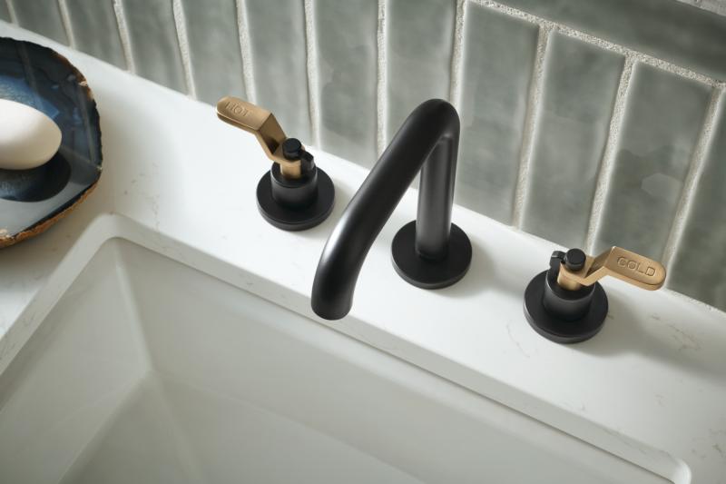 BRIZO Litze Widespread Handle Kit - Industrial Lever — Matte Black/Luxe Gold