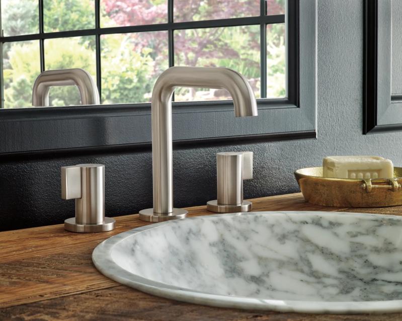 BRIZO Litze Widespread Lavatory Faucet with High Spout - Less Handles 1.2 GPM — Luxe Nickel