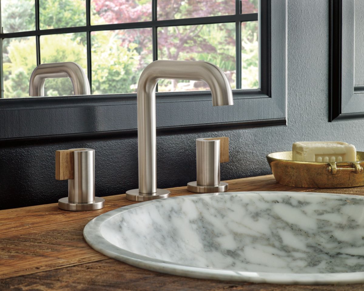BRIZO Litze Widespread Lavatory Faucet with High Spout - Less Handles 1.5 GPM — Luxe Nickel