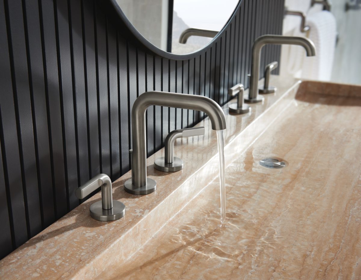BRIZO Litze Widespread Lavatory Faucet with High Spout - Less Handles 1.5 GPM — Luxe Steel