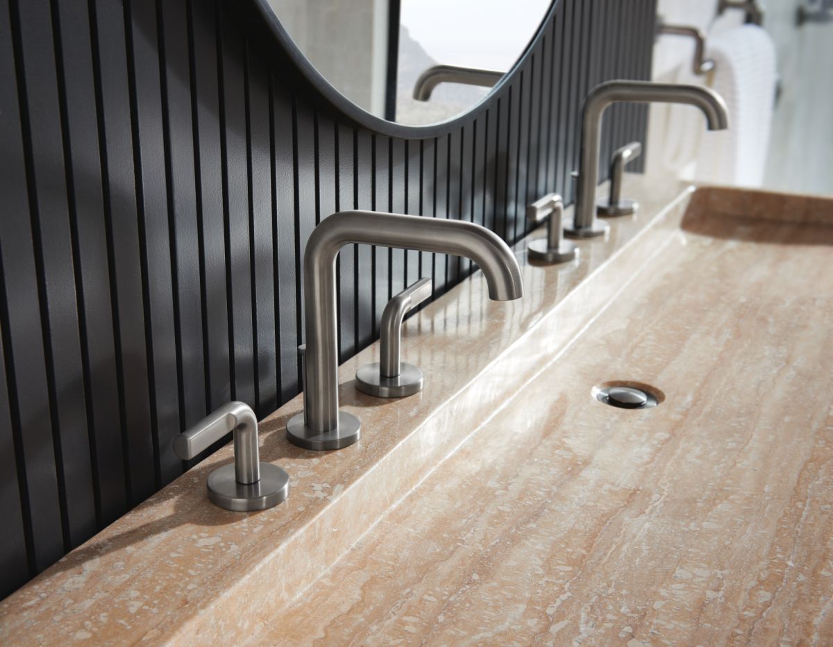 BRIZO Litze Widespread Lavatory Faucet with High Spout - Less Handles 1.5 GPM — Luxe Steel