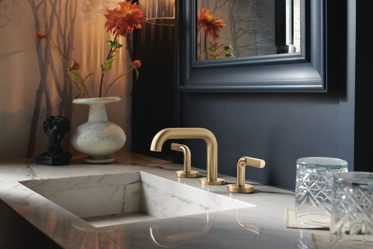 BRIZO Litze Widespread Lavatory Notch Lever Handle Kit — Luxe Gold