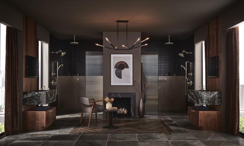 BRIZO Litze Slide Bar Handshower with H2OKINETIC Technology — Polished Nickel