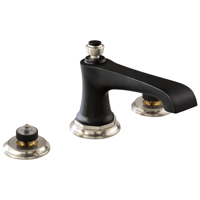 BRIZO Rook Widespread Lavatory Faucet - Less Handles 1.5 GPM — Luxe Nickel  /Matte Black