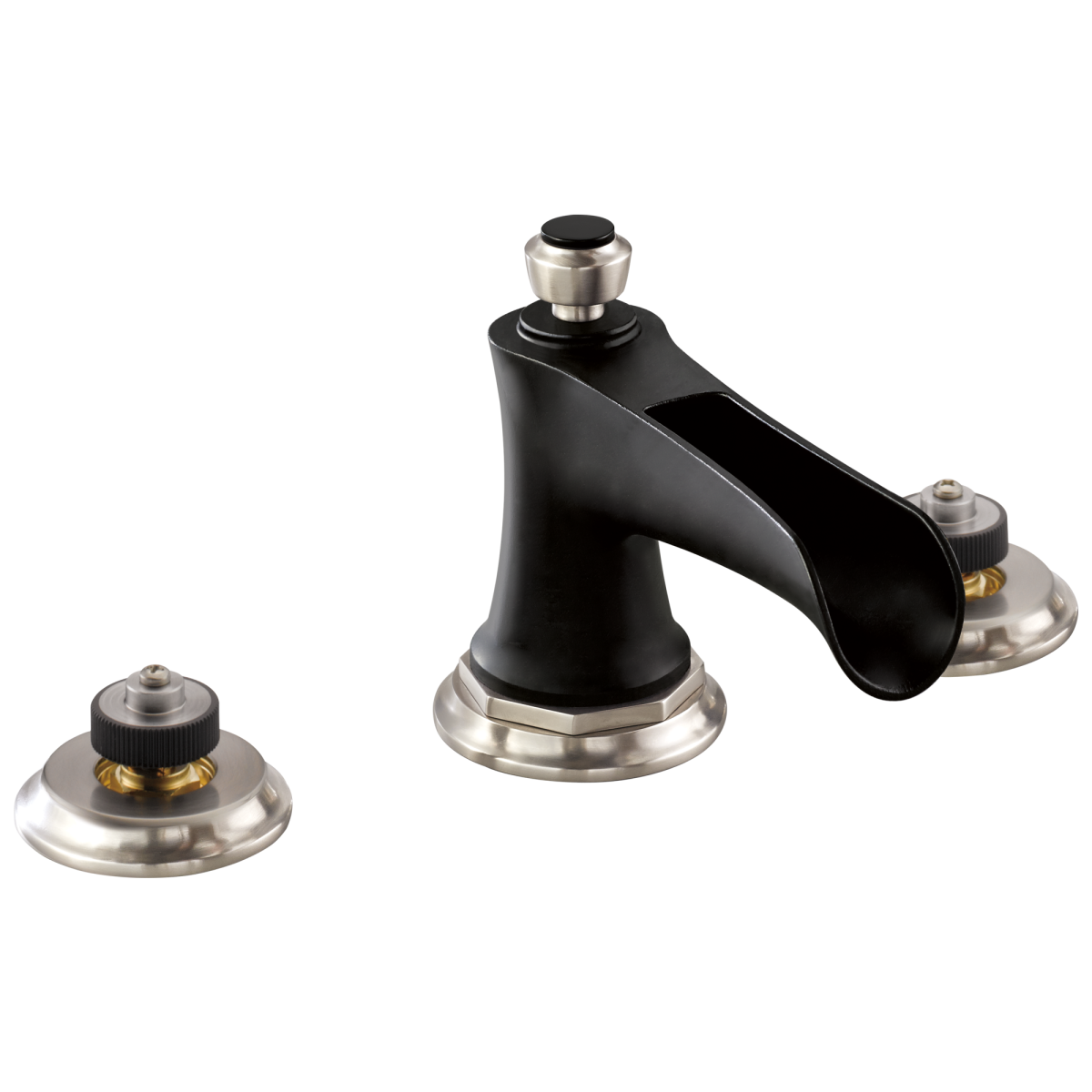 BRIZO Rook Widespread Lavatory Faucet with Channel Spout - Less Handles 1.2 GPM — Luxe Nickel  /Matte Black