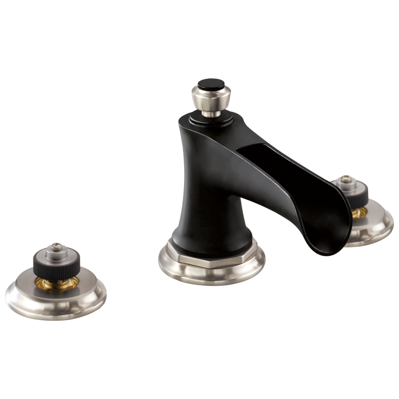 BRIZO Rook Widespread Lavatory Faucet with Channel Spout - Less Handles 1.2 GPM — Luxe Nickel  /Matte Black