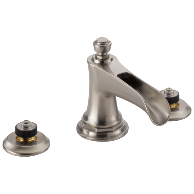 BRIZO Rook Widespread Lavatory Faucet with Channel Spout - Less Handles 1.2 GPM — Luxe Nickel